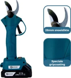 NovarGarden® Elektrische Snoeischaar NG1 - 2x Accu - Elektrisch - Takkenschaar - Op Batterij - 28mm -Tuin-Gereedschap Winkel 1089x1200