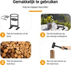 Maatworkz - Houtklover + Hamer - Houtsplijter - Houtkliever - Houtklover Voor Aanmaakhout - Gietijzer - Zwart -Tuin-Gereedschap Winkel 1200x1103 1