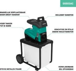 VONROC Stille Hakselaar/Shredder 2800W – Voor Takken Tot Ø45mm – Incl. 60L Opvangbak & Duwstok -Tuin-Gereedschap Winkel 1200x1134 2