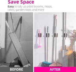 BOTC Bezemhouder - 4 Stuks - RVS - Bezem Ophangsysteem - Bezem Houder - Tuingereedschap - Zwart 12 BOTC Bezemhouder - 4 Stuks - RVS - Bezem Ophangsysteem - Bezem Houder - Tuingereedschap - Zwart -Tuin-Gereedschap Winkel 1200x1134 3