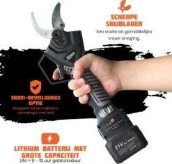 Reichlër® Elektrische Snoeischaar - 40 Mm Snijdiameter - 2x Accu - Anti-cut Functie - Heggenschaar - Takkenschaar - Zwart -Tuin-Gereedschap Winkel 1200x1145