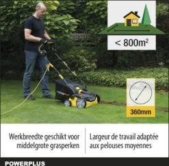 Powerplus POWXG7516 Elektrische Verticuteermachine - Mos Verwijderaar - 1800W - 360mm Maaibreedte- 45L Opvangbak - Incl. Gazonbeluchter/grasbeluchter -Tuin-Gereedschap Winkel 1200x1177 3