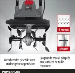 Powerplus POWEG7010 Tuinfrees - 1050W - Werkbreedte 320mm - Werkdiepte Max. 220mm - Incl. 4 Messen -Tuin-Gereedschap Winkel 1200x1179 14