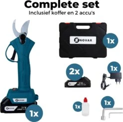 NovarGarden® Elektrische Snoeischaar NG1 - 2x Accu - Elektrisch - Takkenschaar - Op Batterij - 28mm -Tuin-Gereedschap Winkel 1200x1189