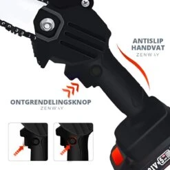 Zenway - Mini Kettingzaag - Snoeizaag - Kettingzaag - Kettingzaag Elektrisch Met 1 Accu- Inclusief Koffer - 1 Extra Accu - Zwart -Tuin-Gereedschap Winkel 1200x1200 446