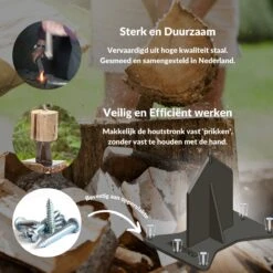 Miseru Houtklover – Geen Bijl Nodig – No Axe - Houtsplijter – Houtkliever – HANDMADE In Holland - Houtklover Voor Aanmaakhout – Metaal -Tuin-Gereedschap Winkel 1200x1200 505