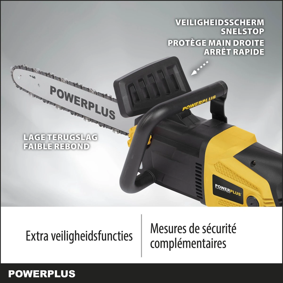 Powerplus POWXG1009 Elektrische Kettingzaag - 2400W - Zwaardlengte 400mm - Automatische Kettingsmering - Incl. 1x Ketting En 1x Zwaard 7 Powerplus POWXG1009 Elektrische Kettingzaag - 2400W - Zwaardlengte 400mm - Automatische Kettingsmering - Incl. 1x Ketting En 1x Zwaard - Afbeelding 5