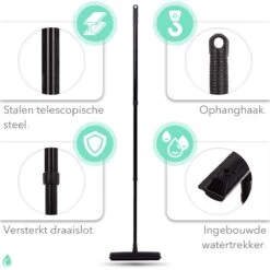 CLEANLY® Rubberen Bezem Met Vloerwisser - Kappersbezem - Zachte Bezem Binnen & Buiten - Vloertrekker Met Steel - 68-150 Cm -Tuin-Gereedschap Winkel 1200x1200 626