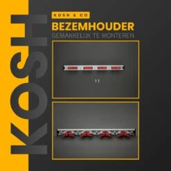 Merkloos Stevige Bezemhouder - Aluminium - Ophangsysteem Bezem - 5 Haken & 4 Houders - Gereedschaphouder - Opbergsysteem -Tuin-Gereedschap Winkel 1200x1200 643