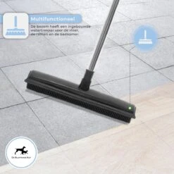 2 In 1 Rubberen Bezem – Bezem Binnen & Buiten – Vloerwisser Met Steel - Met Huisdierhaar Verwijderaar - Vloertrekker – Veger - Extra Lang 160cm -Tuin-Gereedschap Winkel 1200x1200 728