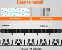 BOTC Bezemhouder - 5 Houders 6 Haken - Gereedschapshouder - Zeflklevend - Bezem Ophangsysteem - Ophanghaken - Tuingereedschap -Tuin-Gereedschap Winkel 1200x966 2